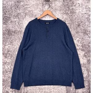NAADAM 100% Cashmere Sweater XL Mens Blue Henley